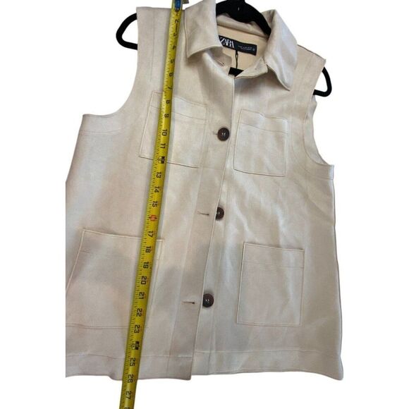 Zara Womens Faux Suede Shirt Top Vest Size XS Tan Brown Sleeveless 3046/289 NWT - Picture 3 of 7